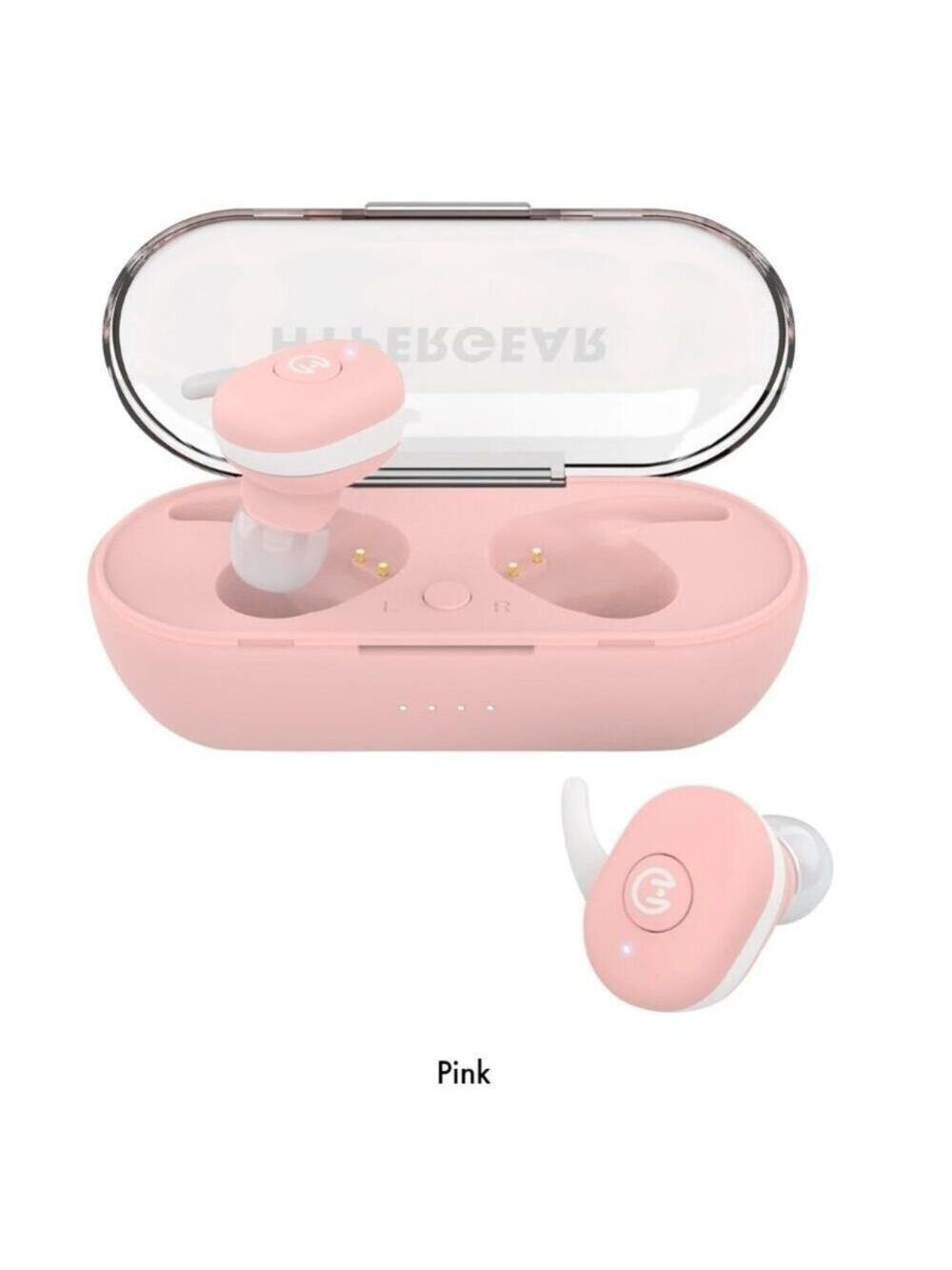 TRUE WIRELESS EARBUDS BLUETOOTH ACTIVE USB-C HYPERGEAR PINK WATERPROOF WITH CASE